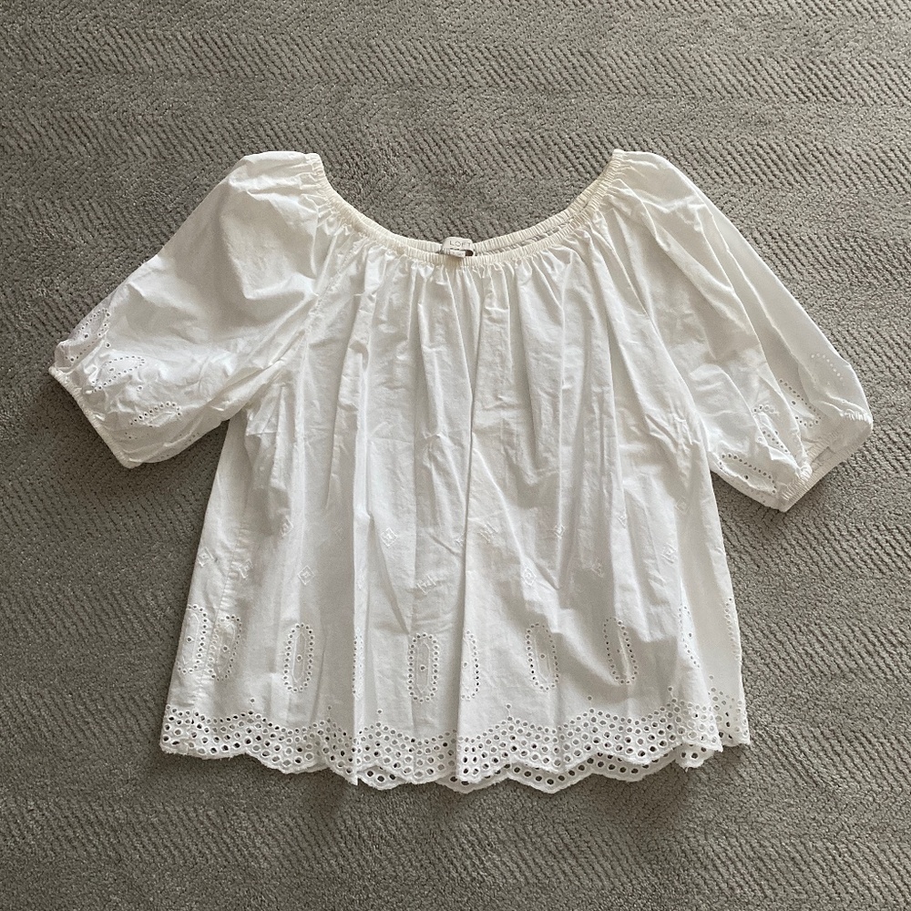 Off the shoulder, white eyelet top